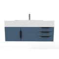 Castello Usa Nile 48" Wall Mounted Blue Vanity With White Top AndAnd Black Handles CB-MC-48BLU-BL-2053-WH